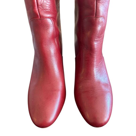 Loeffler Randall Goldy Leather Knee High Boots Block Heels Statement Red Sz 8.5B - Picture 11 of 11